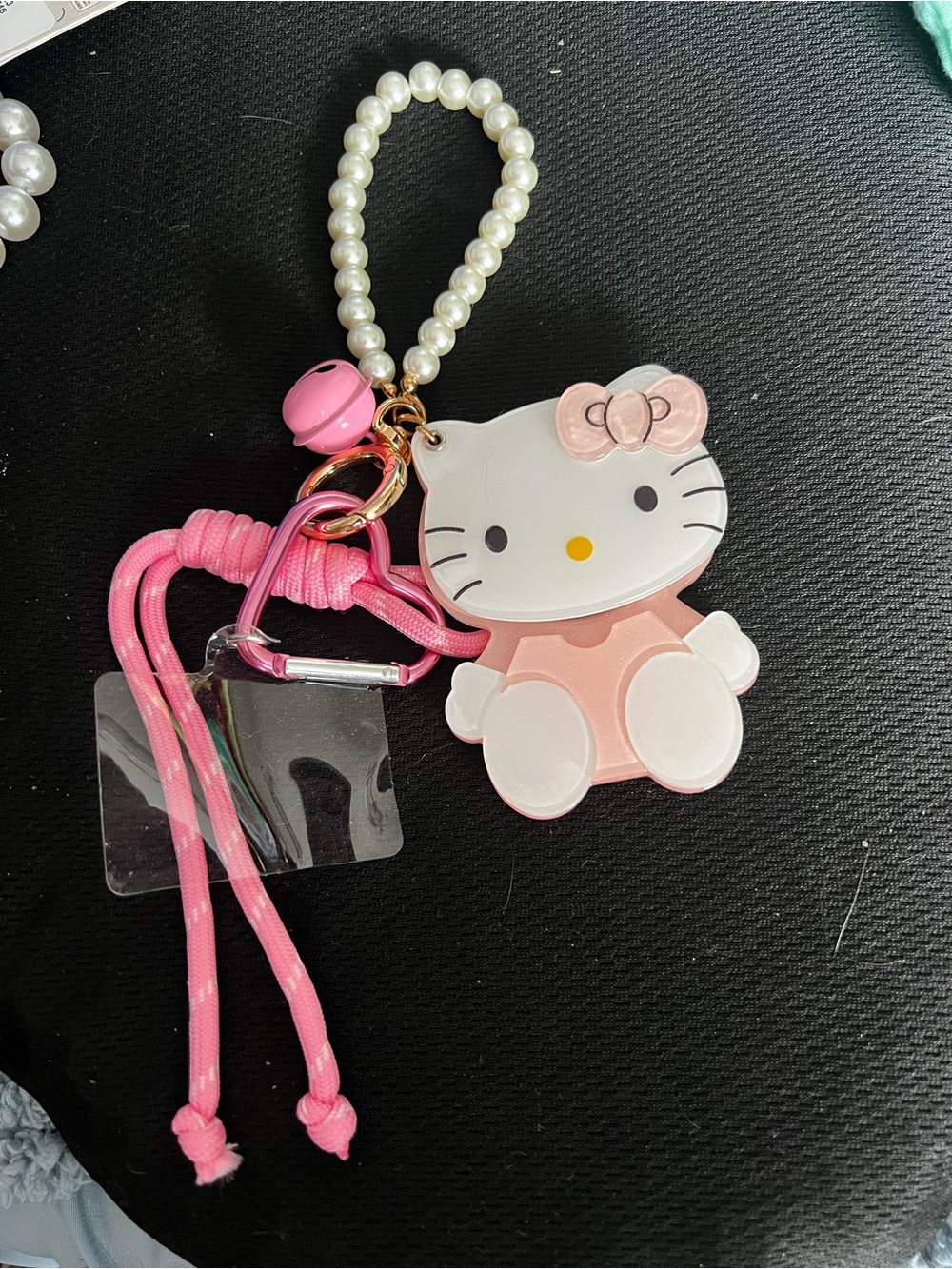 Hello Kitty Pink Silicone Key with Pearl Loop
